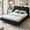 Black Full, variant on Senfot Twin Size Wave Design Upholstered Bed Frame with Winged Side Panel, Floor Standing Soft Platform Bed, Sturdy MDF Structure No Box Spring Needed, Modern Bedroom Furniture Black