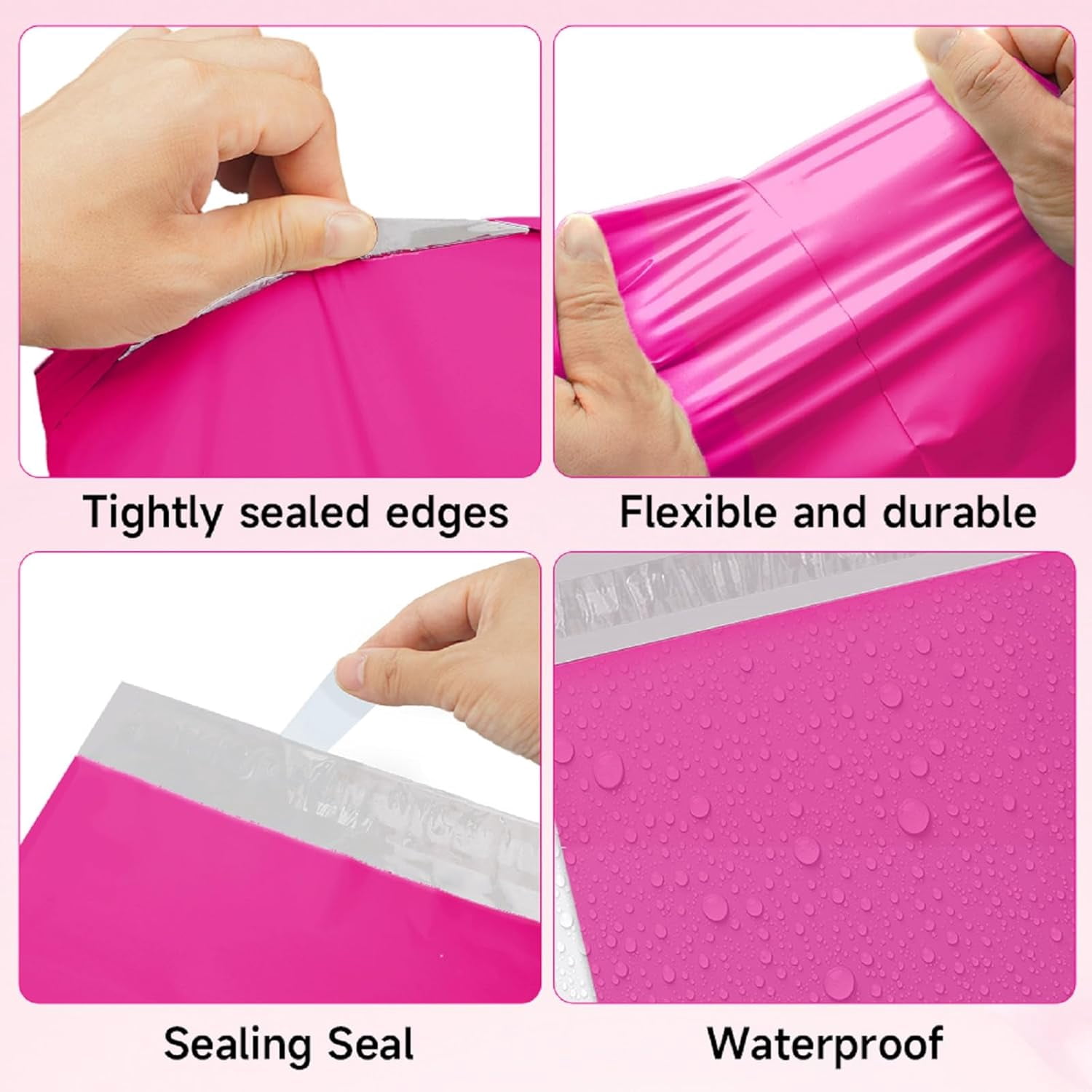 TRAEKESYI Pink Poly Mailers 14.5X19 100 Pack, Strong Adhesive Shipping Envelopes for Clothing/Shirt, Poly Bags for Small Businesses, Waterproof Mailing for Shipping, Packages Bags