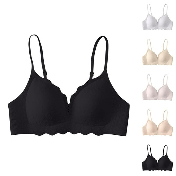 Agkizg Teen Back Beauty Bra,Molded Cup Seamless Lace Bra,Lightweight Push Up Side Smoothing Bra for Young Daily Wear (Women's or Women's Plus)