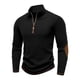 thumbnail image 4 of Ceisia Men's Slim Fit Half-Zip Stand-Up Collar Rib Knit Sweater with Elbow Patches Black M Gifts, 4 of 9