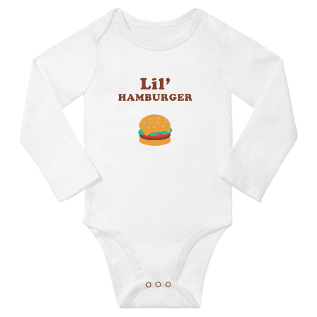 

Cute Baby Long Bodysuit Lil Hamburger Food Funny Long Jumpsuits (White 12-18 Months)