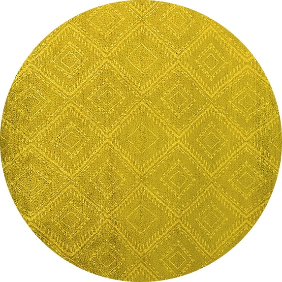 Ahgly Company Indoor Round Oriental Yellow Industrial Area Rugs, 7' Round