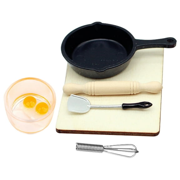 ELAYARD 7Pcs Miniature Dollhouse Tools Miniature Cooking Utensils Assorted Color DIY Accessory Set