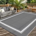 thumbnail image 5 of FairOnly 8'x10'Portable Solid Color Outdoor Rug Modern Reversible Waterproof Lightweight Mat for RV Beach & Backyard,Grey White, 5 of 6