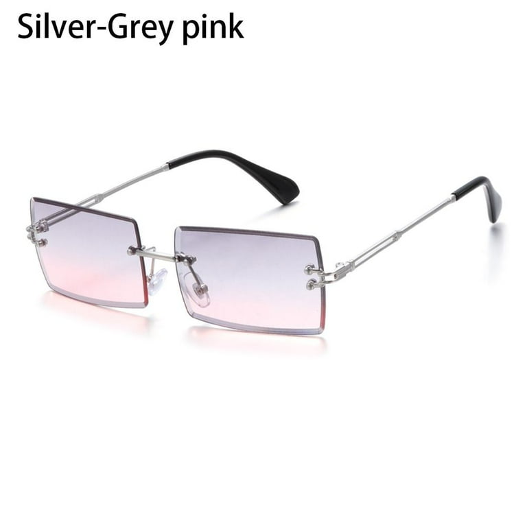 Women and Men 2020 Trendy UV400 Summer Eyewear Rectangle Sun Glasses Shades Square Sunglasses Fashion Sunglasses SILVER GREY PINK