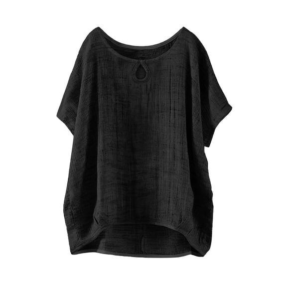 QASIEATN Trendy Essentials Clothing for Women: Pretty Summer Short Sleeve Solid Casual Loose Linen Top Fall Fashion Outfits for Women