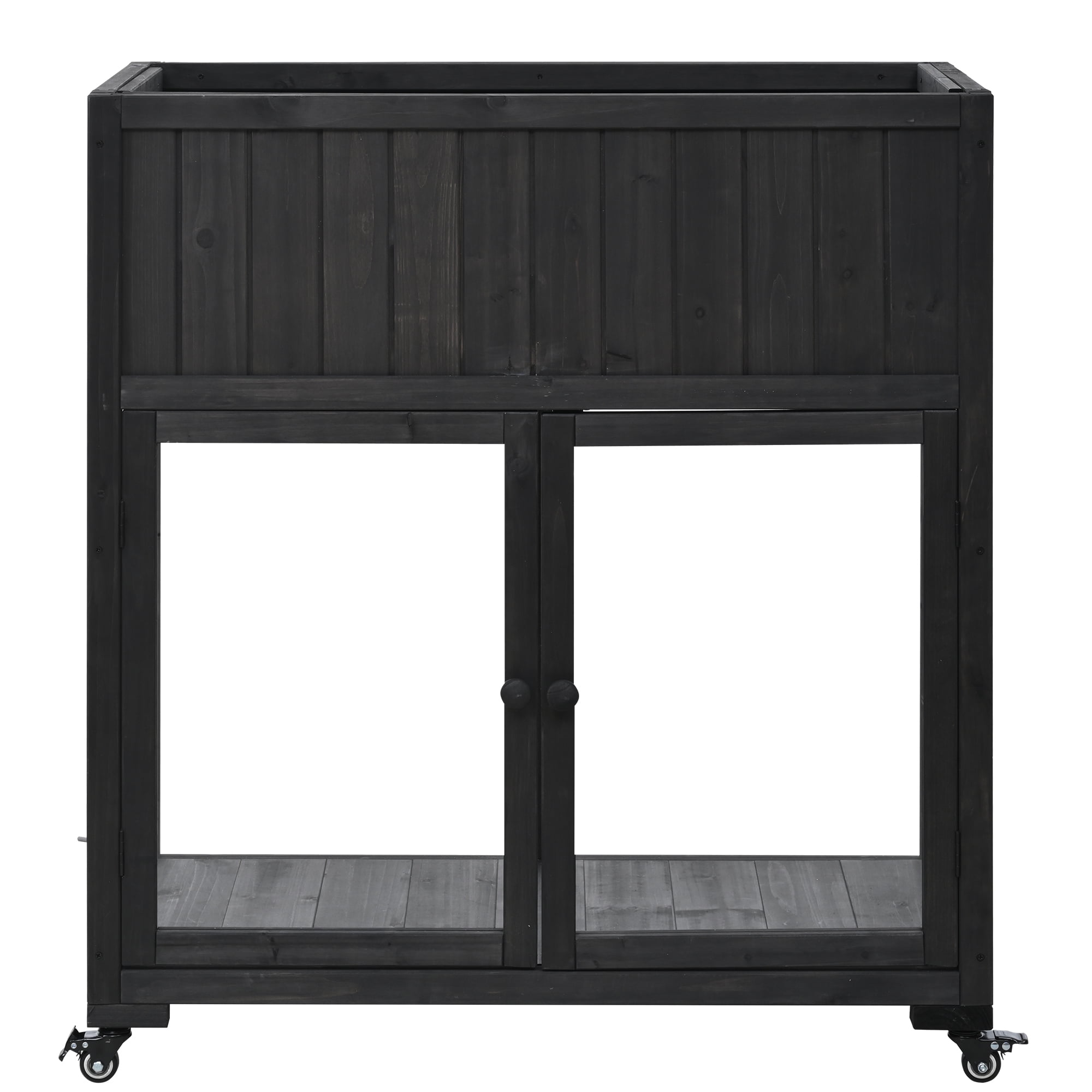 Euroco Patio 35.4"x17.7"x37.4" Mini Wood Cold Frame, Compact Greenhouse with Wheels, Raised Bed for Indoor & Outdoor Use