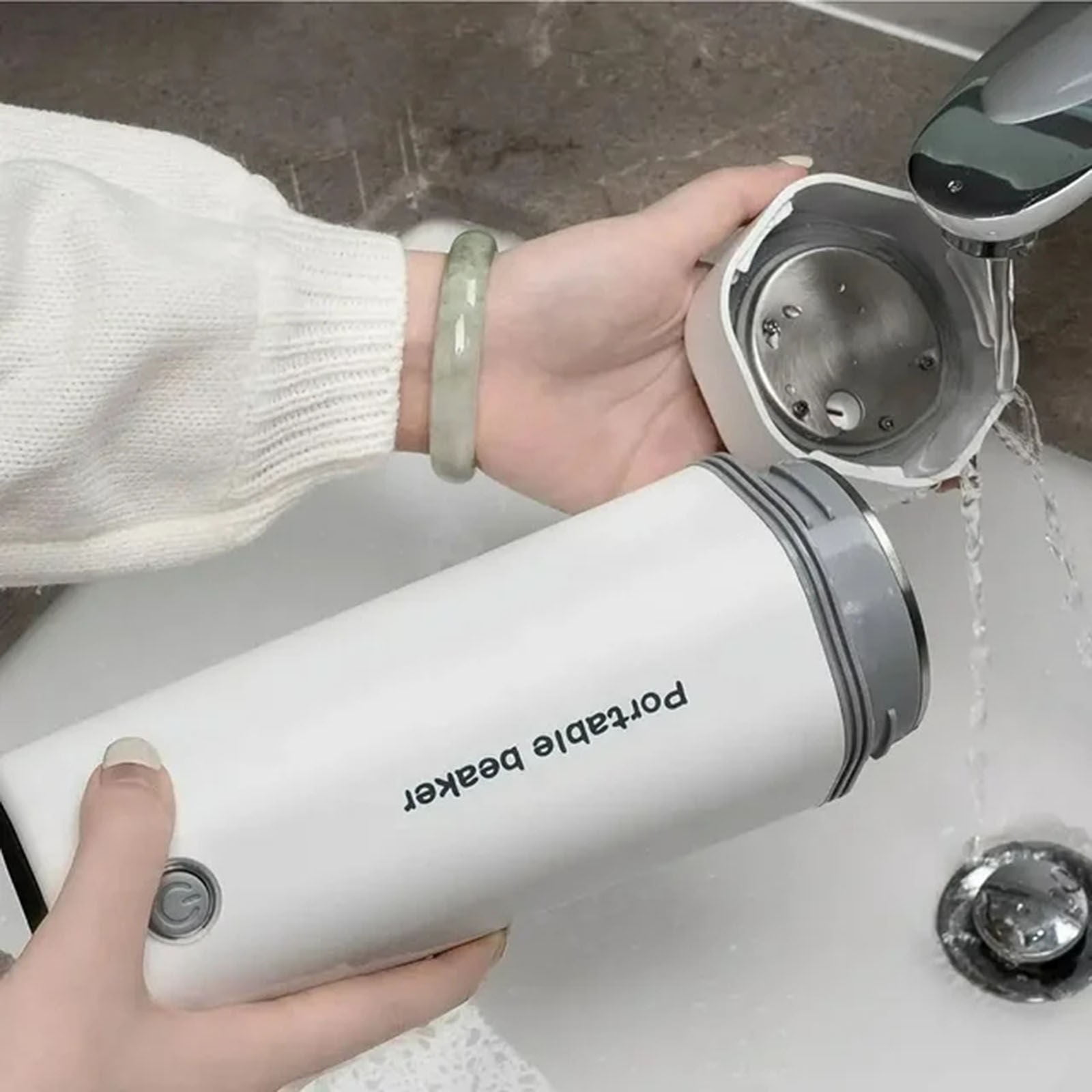 pdqouc 350ml/11.8oz Travel Small Stainless Steel Portable Electric Kettle for Boiling Water Travel Tea Kettle Automatic Shut Off Water Boiler One Cup Hot Water Maker