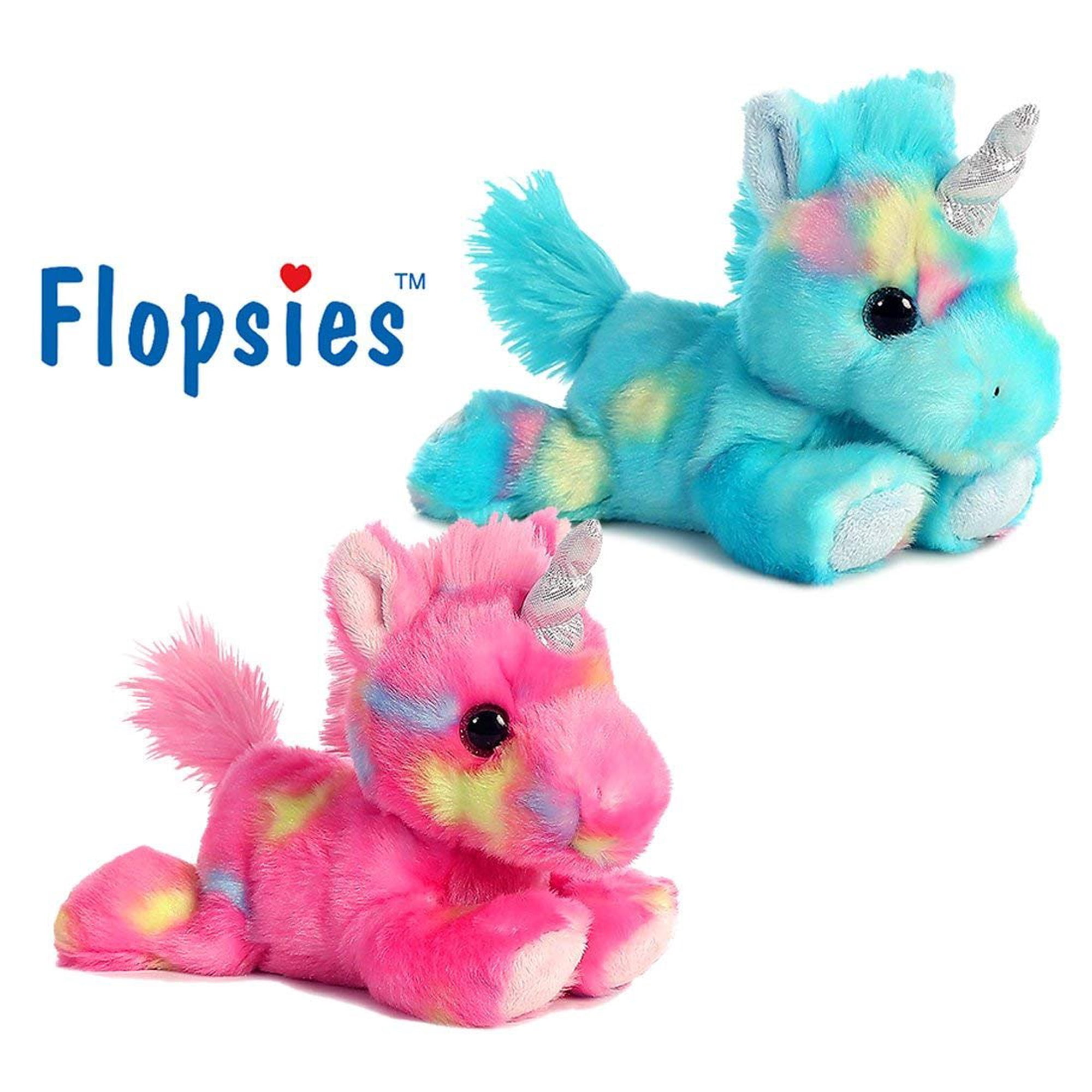 Aurora Bundle of 2 Plush Beanbag Unicorns, Blueberry Ripple Unicorn & Jelly Roll Unicorn Blue/Pink