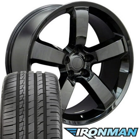 20x9 Wheels, Tires and TPMS Fit Dodge, Chrysler - Charger SRT 8 Style Black Rims w/Tires -