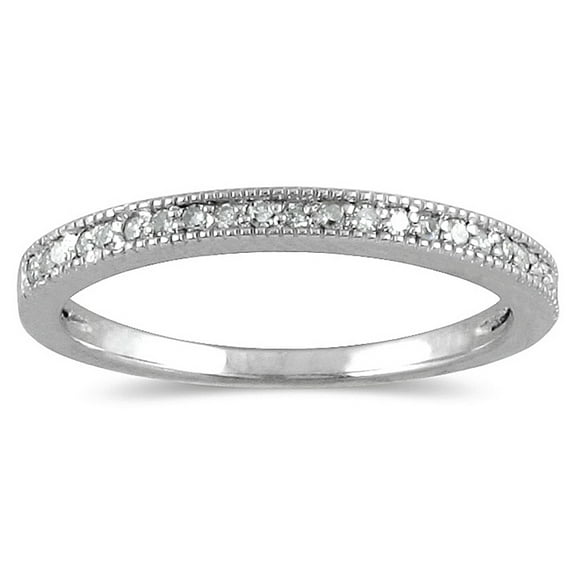 SZUL Women's 1/10 Carat TW Diamond Wedding Band in 10K White Gold (J-K-L Color, I2-I3 Clarity)
