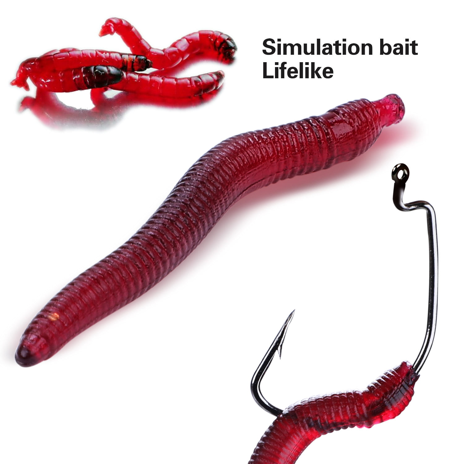 1pc Soft EarthWorm Fishing Lures Silicone Red Worms Bait Plastic -  GhillieSuitShop
