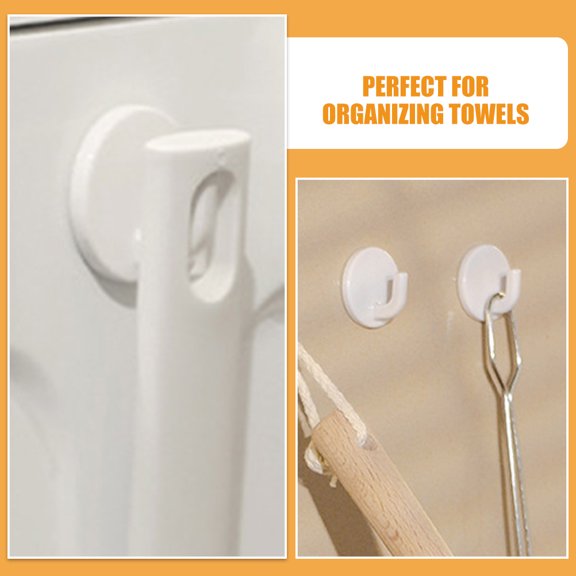 DRAFIDEEP 6Pcs White Adhesive Hooks for Wall Mount Hanging Kitchen Bathroom Door Towel Hanger