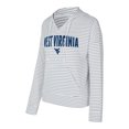 thumbnail image 2 of Men's Concepts Sport  White/Gray West Virginia Mountaineers French Terry Striped V-Neck Pullover Hoodie, 2 of 3