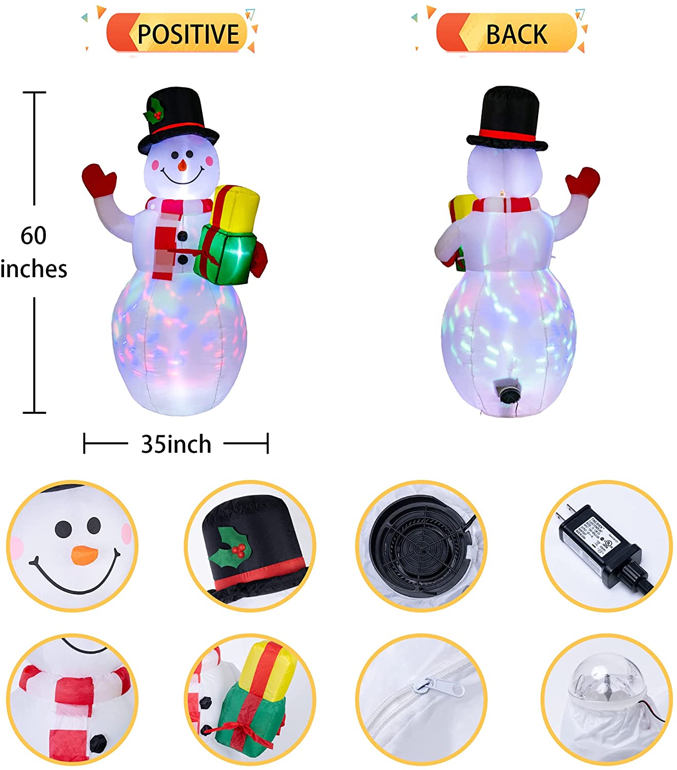 Christmas Inflatables Outdoor Decorations, 5FT Inflatable Snowman