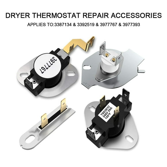 MesaSe 3977393 Dryer Thermal Fuse 3392519 Thermal Fuse 3977767 Dryer High-Limit Thermostat 3387134 Cycling Thermostat Kit Compatible with Kenmore Elite 110 70 80 Series Electric Gas Dry