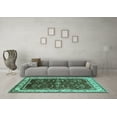 thumbnail image 3 of Ahgly Company Indoor Square Oriental Turquoise Blue Traditional Area Rugs, 5' Square, 3 of 4