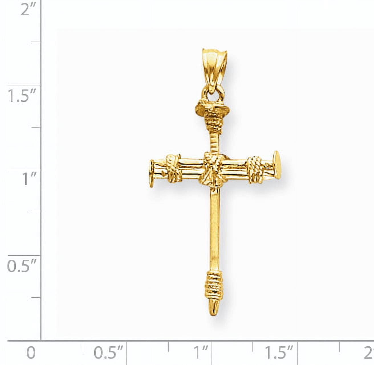 14k Yellow Gold Cross Nail 3D Pendant Charm
