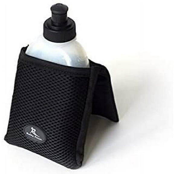 Running Buddy Magnetic H2O Pouch - Black | 4x4 in, Includes 7 Oz Water Bottle | Runners Hydration Bottle Holder | Beltless, No Chafe, No Bounce | Great for Running, Walking & Travel | For Men & Women