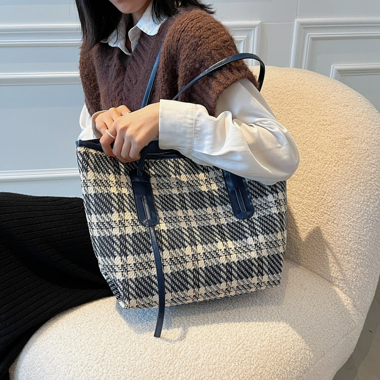 Women's All Seasons Polyester Plaid Elegant Square Open Shoulder Bag Tote  Bag