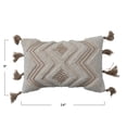 thumbnail image 2 of Bloomingville Cotton Slub Lumbar Pillow with Embroidery, Tufting and Jute Tassels, Natural, 2 of 6