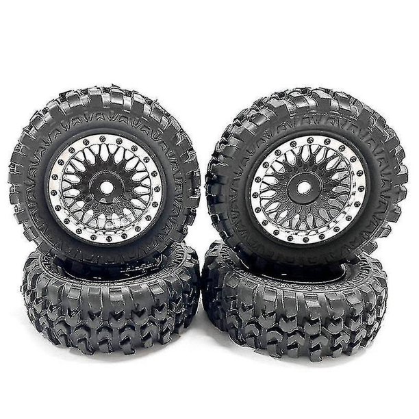 Juego de neumáticos YONGSHENG 4 Uds llantas de Metal Beadlock para coche RC negro