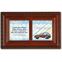 Grandson Blessed From Above Woodgrain Rope Trim Jewelry Music Box Plays Jesus Loves Me