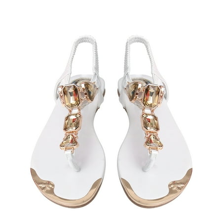 

NUOLUX 1 Pair of Women Sandal Rhinestone Beach Sandals Summer Shoes Fashion Sandals Footwear Supplies White Size 41 25.5CM 8.5US 6UK 40EU 10.0215Inch