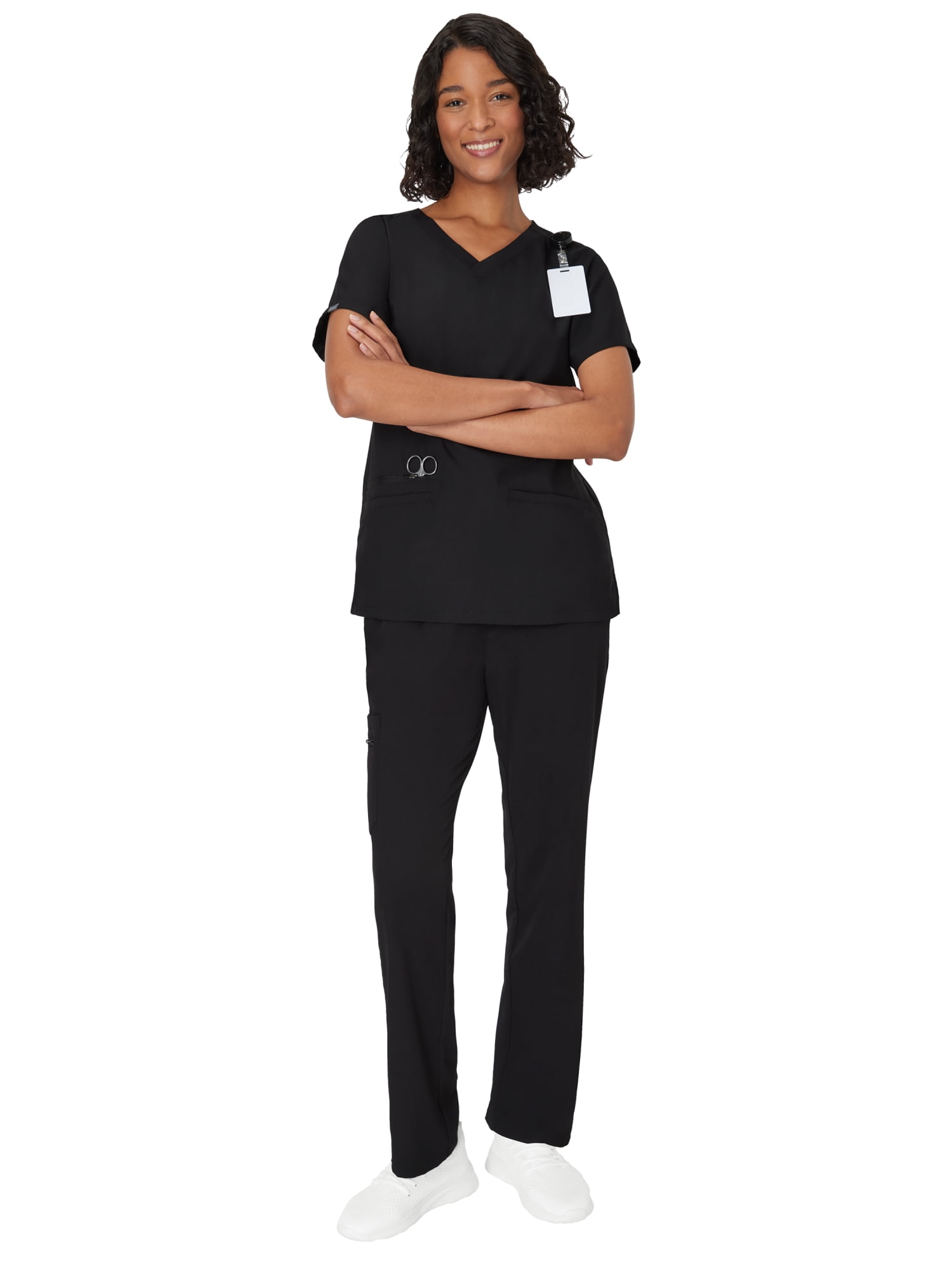 Hanes Women's Scrubs V-Neck Scrub Top, Premium, Short Sleeve, 3 Pocket, Sizes XS-3XL