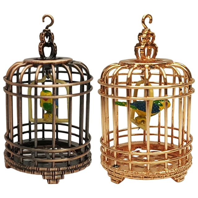 Modelo de Jaula de Pájaro de Aleación en Miniatura Yotijar 2 Piezas 1:12