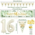 thumbnail image 4 of YANSION 16th Birthday Decorations for Girls, 16th Birthday Party Kit with Green Gold Happy 16th Birthday Banner, Green Sand White Gold Confetti Balloons, Number 16 Balloon Triangle Flag Banner, 4 of 8