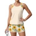 thumbnail image 5 of JULMCOMO Tankini Swimsuits for Women Sunflower Print Drawstring Crew Neck Sports Bathing Suit Beach Summer Two Piece Swimsuit Fluorescence Yellow XL, 5 of 6