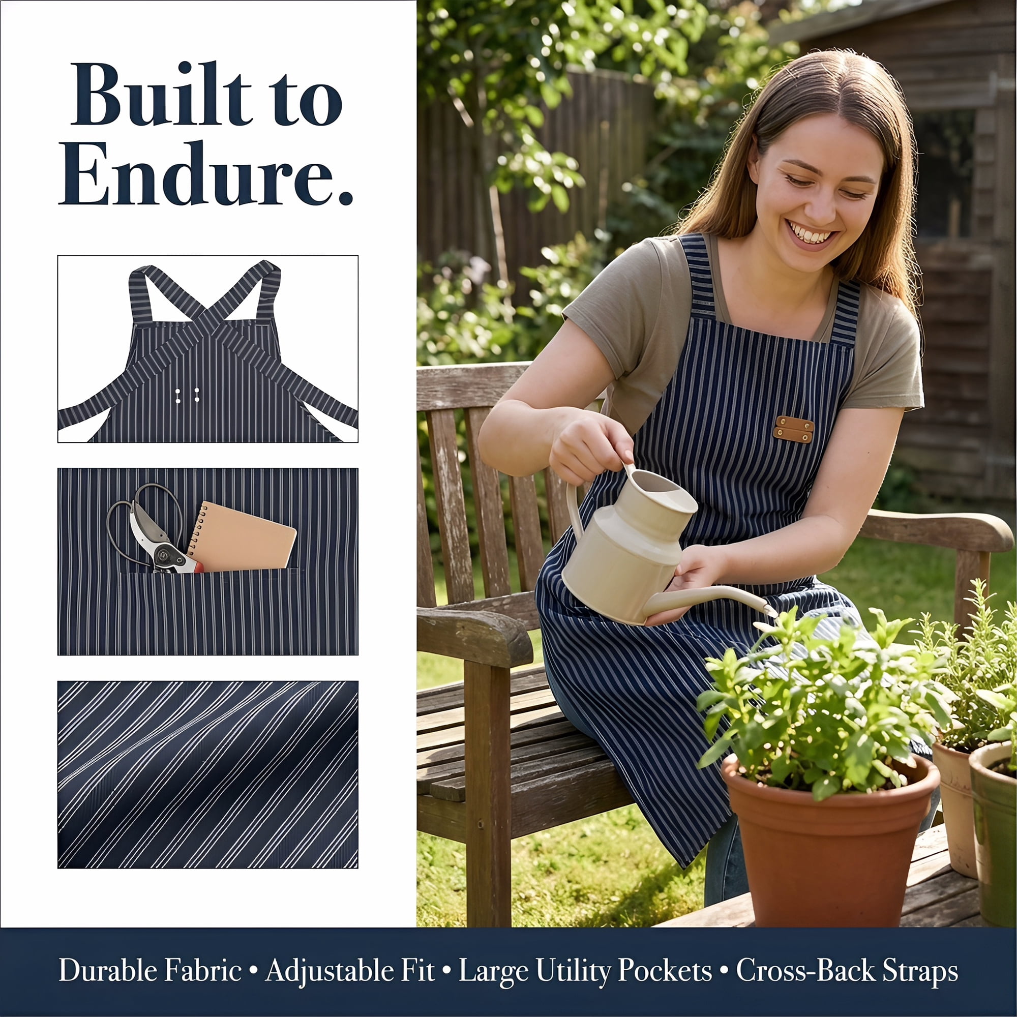 Unique Bargains Durable Polyester Kitchen Apron with Pockets for Cooking 26.4x30.7in Black