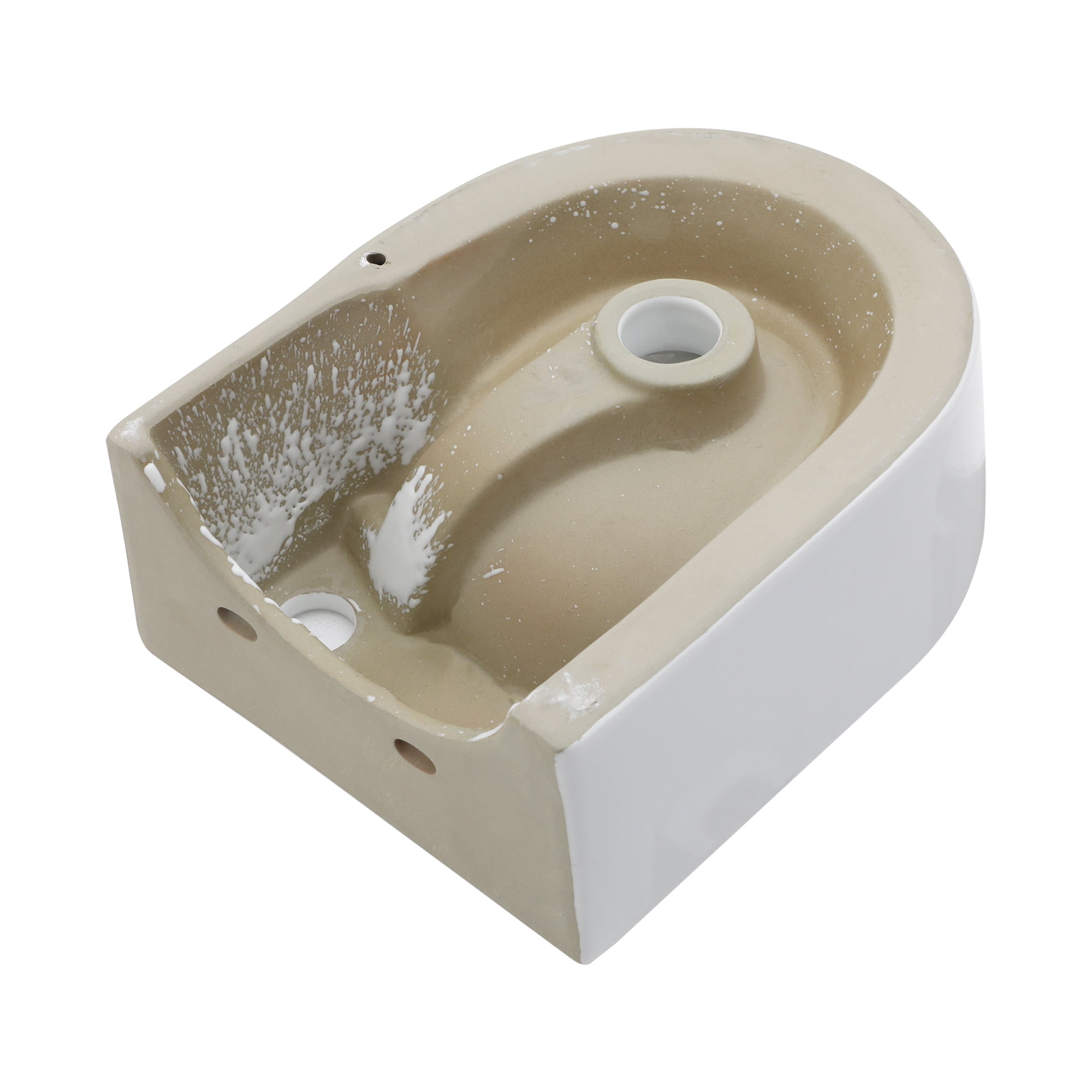 13"×10.44"×4.75" White Ceramic Rectangle Wall-Mount Bathroom Sink with Single Faucet Hole
