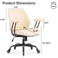 thumbnail image 2 of Silla de oficina ergonómica ajustable YFO de cuero crema, 2 of 7