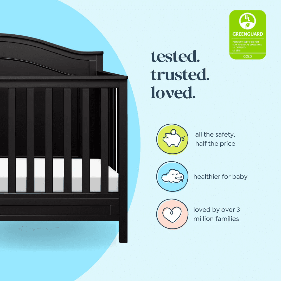 DaVinci Charlie 4-in-1 Convertible Crib, Greenguard Gold Certified, Ebony