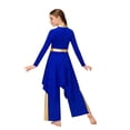 thumbnail image 2 of Doomiva Kids Girls Worship Praise Dance Dress Metallic Long Sleeve Outfit with Palazzo Pants Liturgical Church Robe Blue 12, 2 of 7