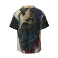thumbnail image 6 of Lsque Colorful Ink Cute Horse print Men's Cuban Collar Short Sleeve Shirt Summer Beachwear Casual Button Down Fashionable Vacation Leisure Shirt-X-Large, 6 of 7