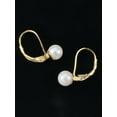 thumbnail image 3 of Genuine Freshwater Pearl Leverback Earrings - Graceful Drop Design - 14K Gold-Plated Brass - Stunning 6 mm Freshwater Pearls - Easy to Wear - Perfect for Stylish Looks, 3 of 4