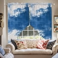 thumbnail image 2 of Abstract Mottled Design Swag Curtain Valance for Windows, Retro Blue White Gradient Window Treatments Short Swag Topper for Kitchen Windows Bathroom Bedroom, 28"x36", 2 of 8
