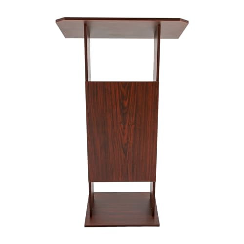 47.7" Height Wood Podium with Universal Wheels, Mobile Presentation Lectern Stand, Portable Stand Up Work Table for Pulpit Churches Conference School (Brown)