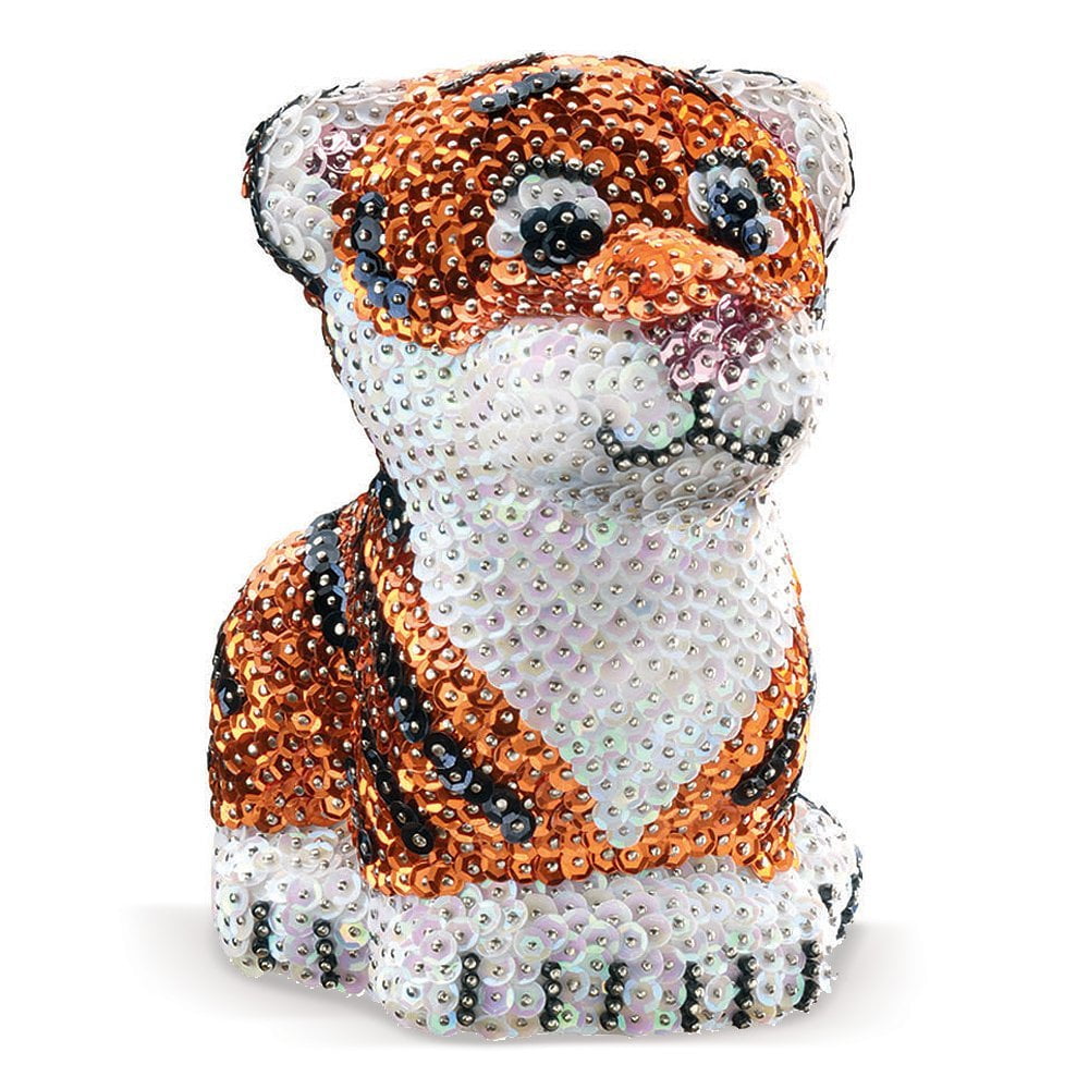 Sparkling Arts and Crafts Kit New Sequin Art 3D polystyrene Tiger shimmering 
