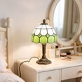 thumbnail image 6 of Tiffany Style Table Lamp, Include LED Bulb, Handmade Stained Glass Vintage Bedside Lamp, 8 Inch Small Antique Bedside Lamp, for Nightstand Bedroom Living Room Home Office, Green, 6 of 6