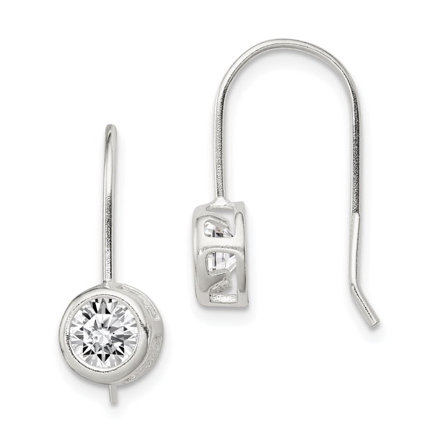 Boucles d'Oreilles Pendantes Rondes en Argent Sterling 925 Zircon Cubique Cz