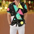 thumbnail image 2 of 90s Shirt 80s Shirts for Men 80s 90s Disco Retro Casual Button-Down Shirts 80s Mens Clothing Bowling Button Shirt Print Graphic, 2 of 5