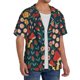 thumbnail image 2 of Fotbe Berries and Flowers Camisa Estampada de Manga Corta para Hombre, Casual de Verano, Estilo Playero, Sin Arrugas-Medium, 2 of 5