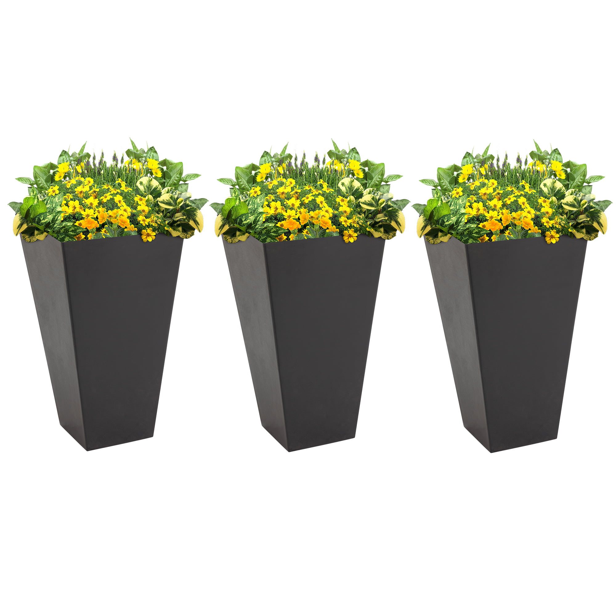 11.5-in 2 or 4 Pack 1 Self-Watering Square Plastic Garden Planter in Brown 