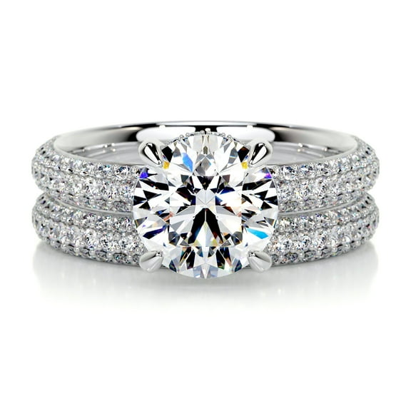 First Jewel Round Cut Brilliant 1.9 Ct Diamond Ring - White Gold Over 14K Silver Diamond Ring for Her - Anniversary Gift for Her - Eternity Diamond Ring for Her - Hidden Halo Diamond Ring for Her