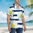 thumbnail image 5 of Easygdp Daisy Striped Nautical Men's Hawaiian Shirts Print Lapel Short Sleeve for Beach, vacation, party, casual occasions - XX-Large, 5 of 9