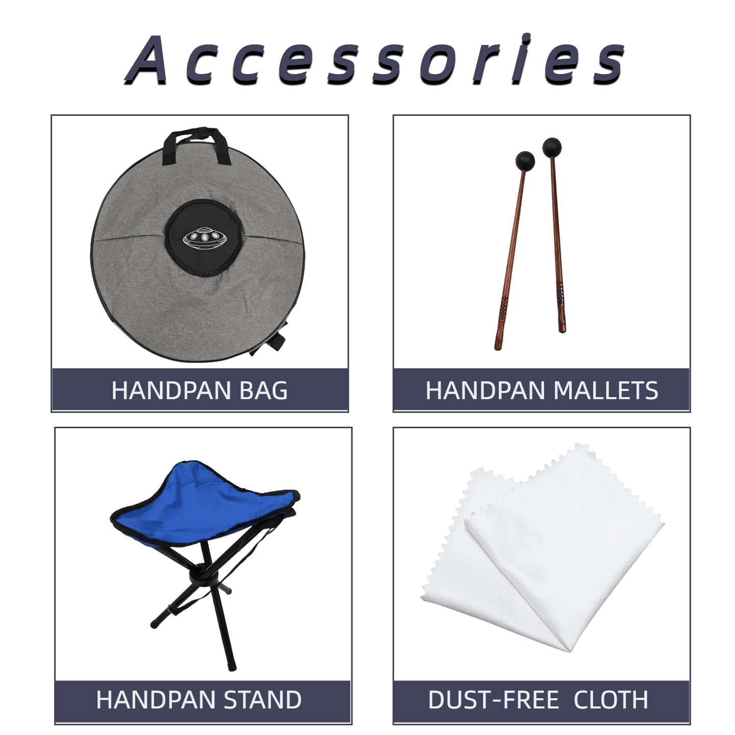 Sliver 10notes Handpan for Musical Lover 22inch Handmade Drum with whole Sets for Adults Percussion Instruments